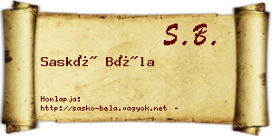 Saskó Béla névjegykártya
